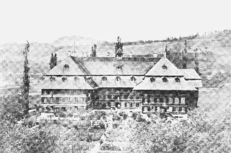 Historische Zeichnung der Anstalt in B&auml;rau