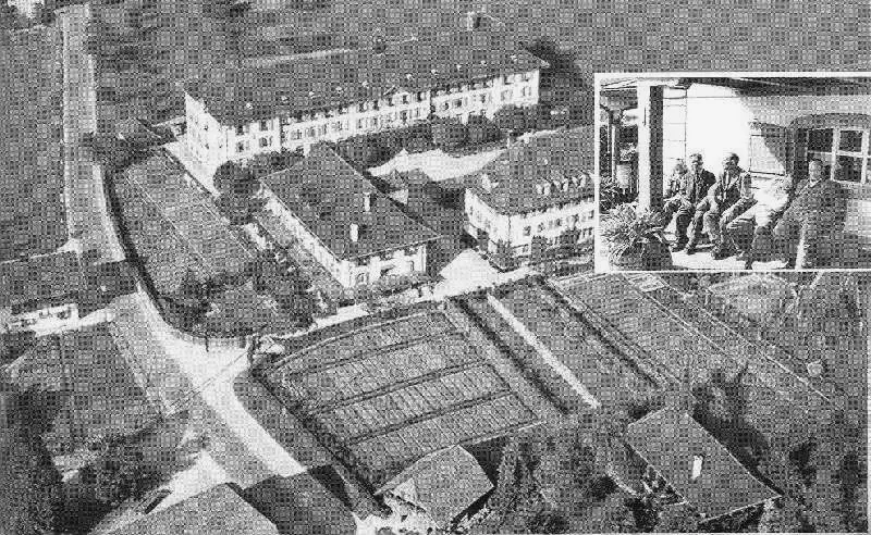 Historische Luftaufnahme der Geb&auml;ude in B&auml;rau